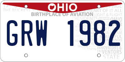 OH license plate GRW1982