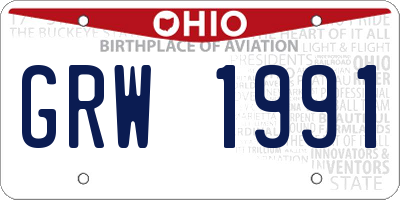 OH license plate GRW1991