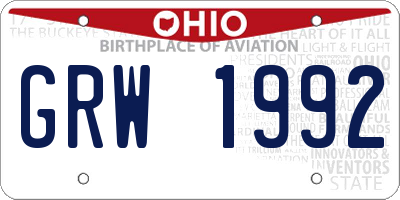 OH license plate GRW1992