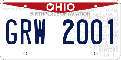OH license plate GRW2001
