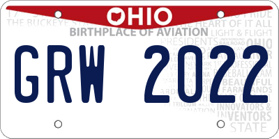 OH license plate GRW2022