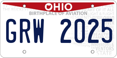 OH license plate GRW2025