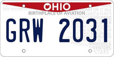 OH license plate GRW2031