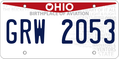 OH license plate GRW2053
