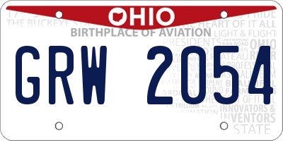 OH license plate GRW2054