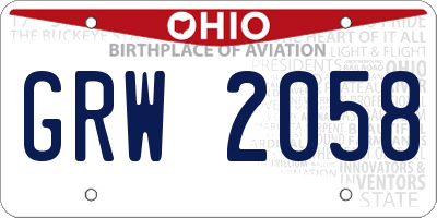 OH license plate GRW2058