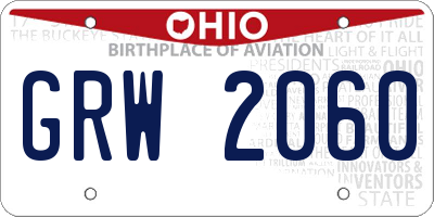 OH license plate GRW2060