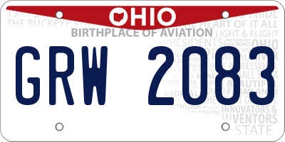 OH license plate GRW2083