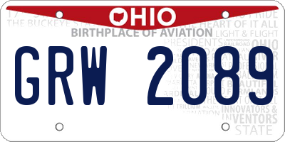 OH license plate GRW2089