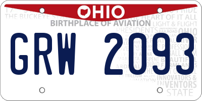 OH license plate GRW2093