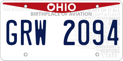 OH license plate GRW2094