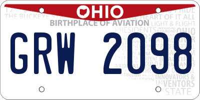 OH license plate GRW2098