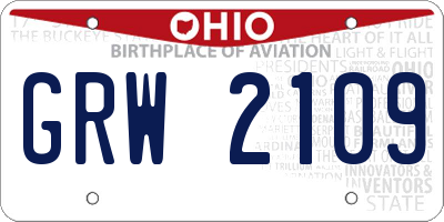 OH license plate GRW2109