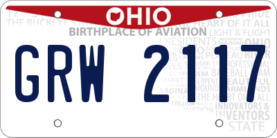 OH license plate GRW2117