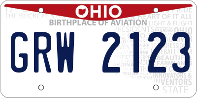 OH license plate GRW2123