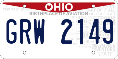 OH license plate GRW2149