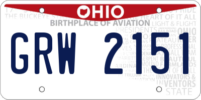 OH license plate GRW2151