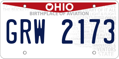 OH license plate GRW2173