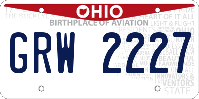 OH license plate GRW2227