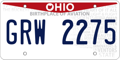OH license plate GRW2275