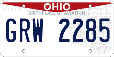 OH license plate GRW2285