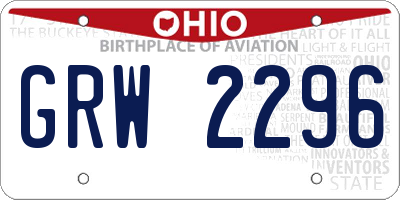 OH license plate GRW2296
