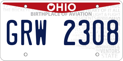 OH license plate GRW2308