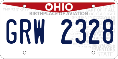 OH license plate GRW2328