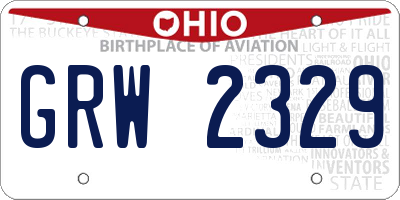 OH license plate GRW2329