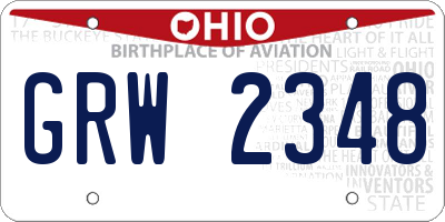 OH license plate GRW2348