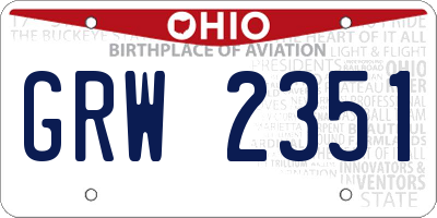 OH license plate GRW2351