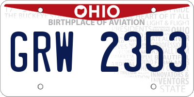 OH license plate GRW2353