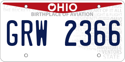 OH license plate GRW2366