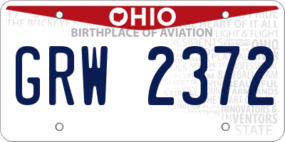 OH license plate GRW2372