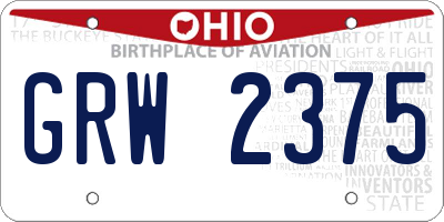 OH license plate GRW2375