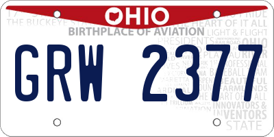 OH license plate GRW2377