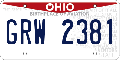 OH license plate GRW2381