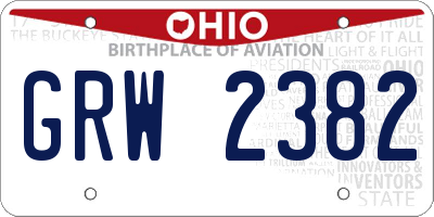 OH license plate GRW2382