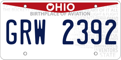 OH license plate GRW2392
