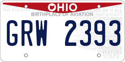 OH license plate GRW2393