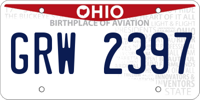 OH license plate GRW2397