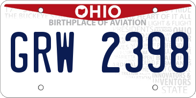 OH license plate GRW2398