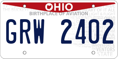 OH license plate GRW2402