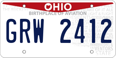 OH license plate GRW2412