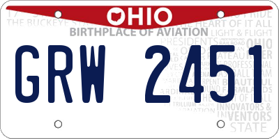 OH license plate GRW2451