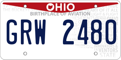 OH license plate GRW2480