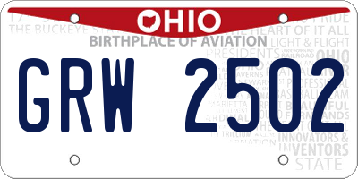 OH license plate GRW2502