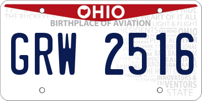 OH license plate GRW2516