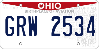 OH license plate GRW2534