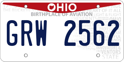 OH license plate GRW2562